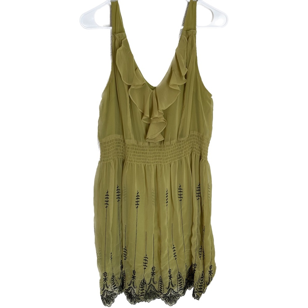 Akira Black Label Size M Green with Black Embroidery Mini Dress 204